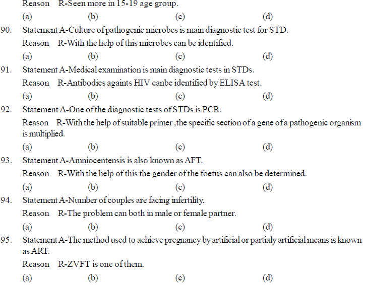 NEET UG Biology Reproductive Health MCQs Multiple Choice Questions